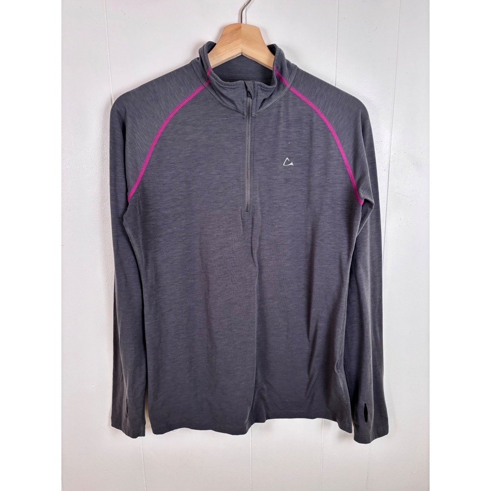 Paradox Gray‎ Pink Base Layer Top Merino Wool Blend Pullover 1/4 Zip Women's L